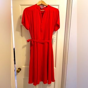 Nanette Lepore Red Pleated Shirt Dress NWT